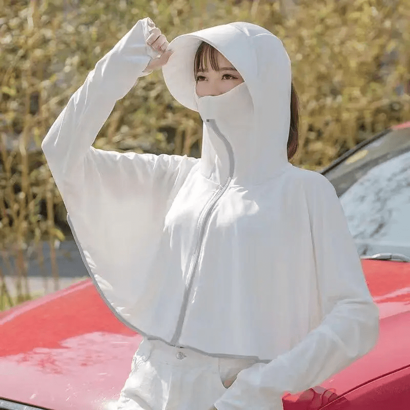 UPF50 Sun Protection Clothing Summer Ice Silk Anti-ultraviolet Hooded Breathable Sun Protection Shirt Sun Cloak Zipper Lightweight Hoodie