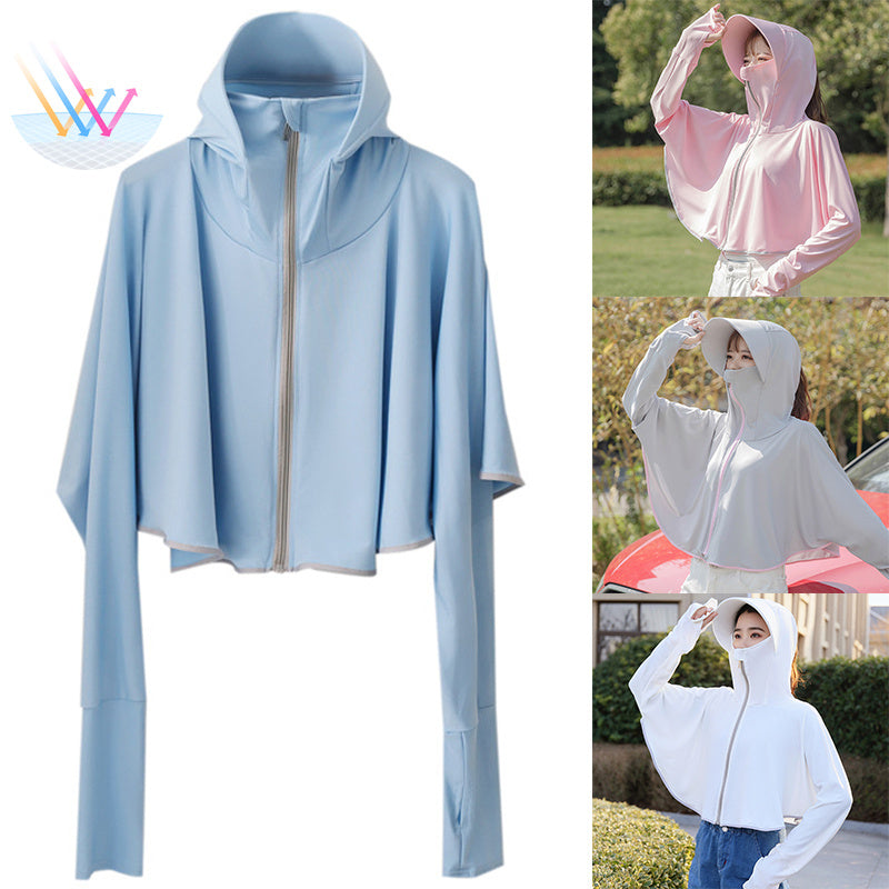UPF50 Sun Protection Clothing Summer Ice Silk Anti-ultraviolet Hooded Breathable Sun Protection Shirt Sun Cloak Zipper Lightweight Hoodie
