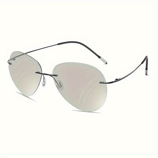 Men's Ultra Light Rimless Eyewear with TAC Lenses - Lightweight Metal & Phenolic Frame, Modern Minimalist Design for Daily & Formal Settings - Stylish Casual Durable Eyewear