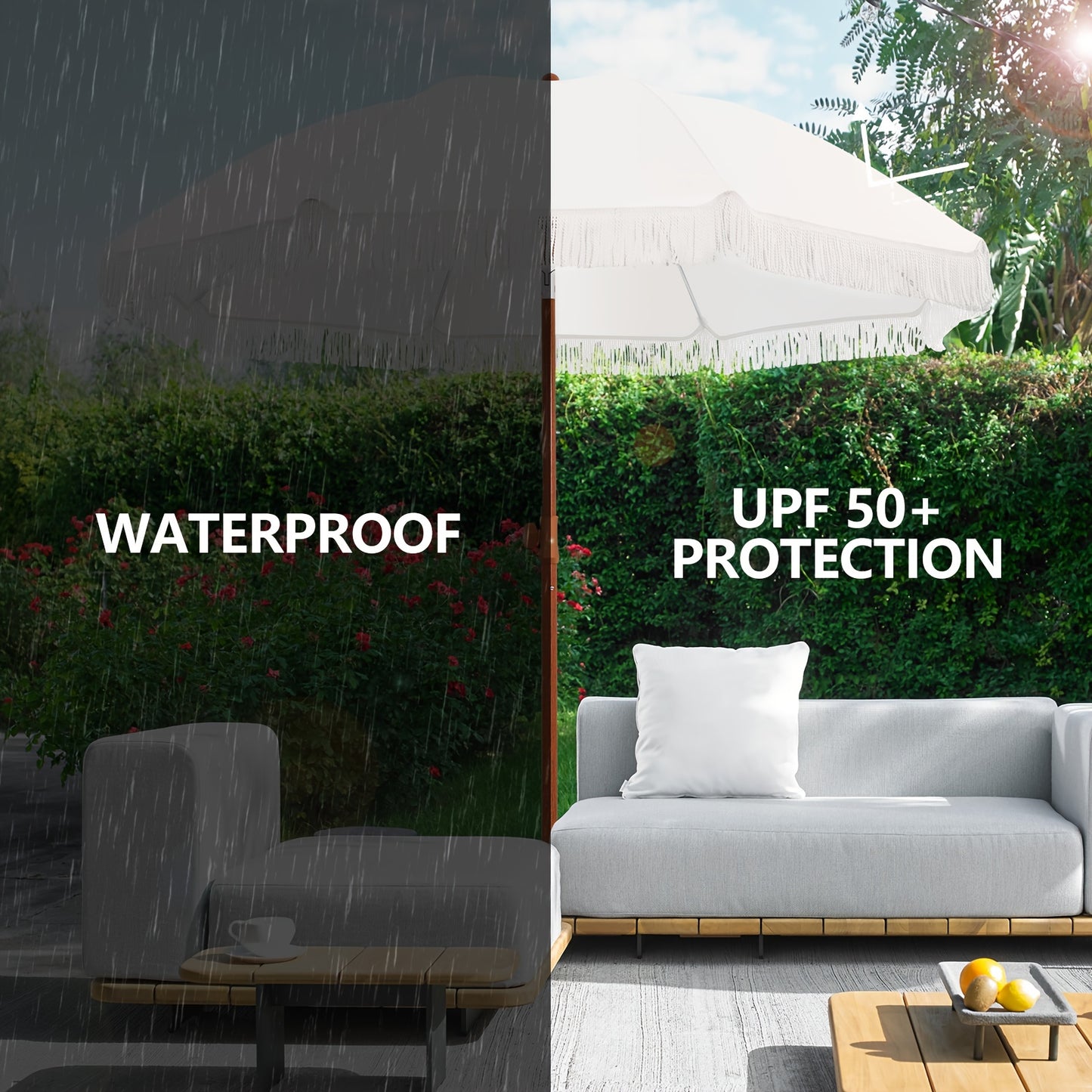 Patio Umbrella With UPF 50+ Protection, 8 Ribs, Push Button Tilt - Versatile Outdoor Shade For Garden, Courtyard, And Beach