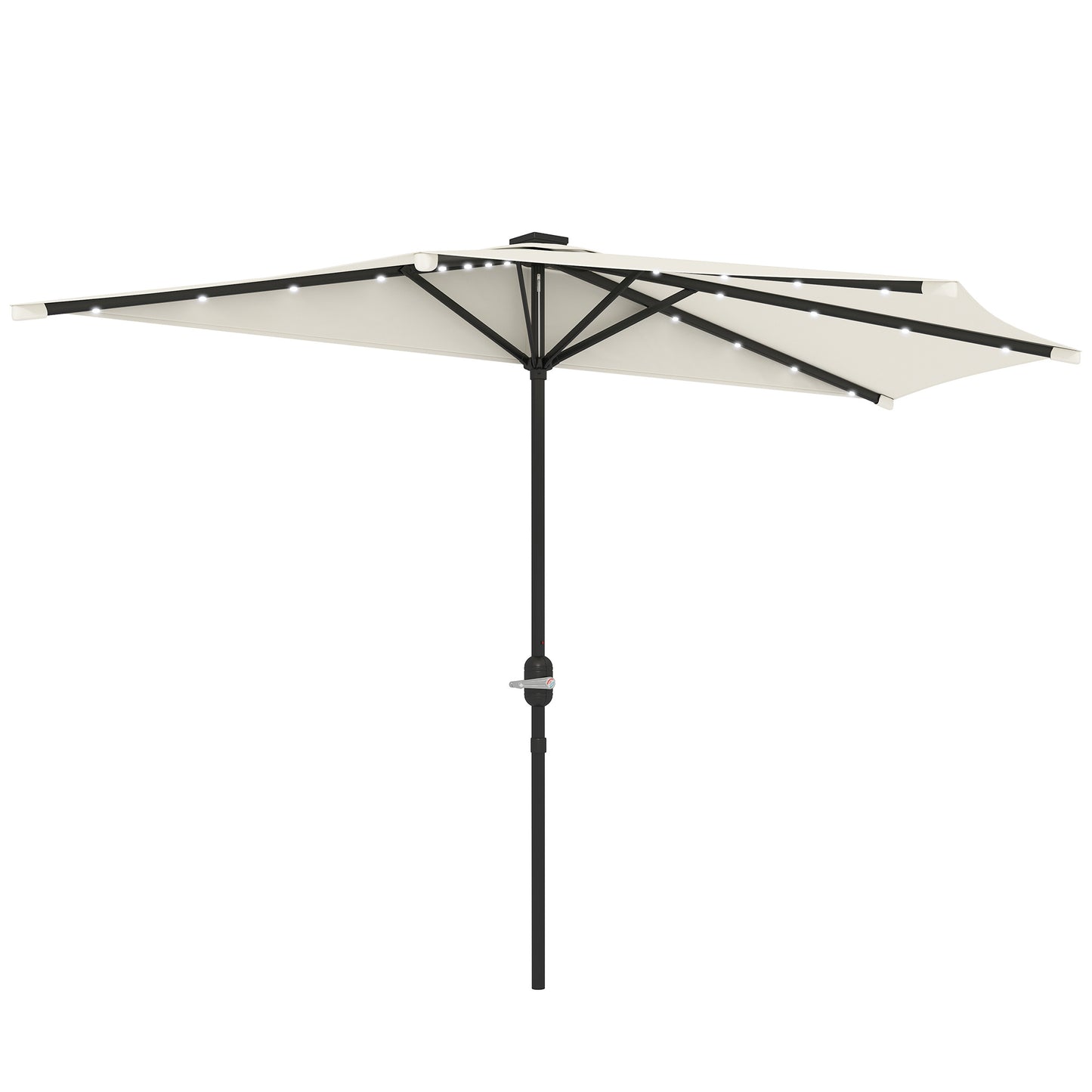 Half Umbrella Outdoor Patio Umbrella, UPF 30+ Small Balcony Umbrella, Vented Half Patio Umbrella with Crank 8 Ribs, Tiltable Porch Umbrella for Garden Deck Poolside
