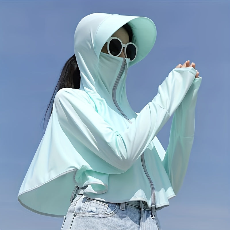 Sun Protection Clothing For Women In Summer, Thin, Loose, Slimming, Driving, Cycling, Shawl, Breathable Cover, Short Sun Protection Clothing, Outerwear, Cloak Style Sun Protection Clothing