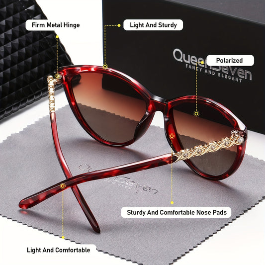 QueenSeven Fashion Glasses- Retro Oval Design, Woven Details, Durable Plastic Frame, Suitable for Daily Wear, Comes with Black Fashion Case and Accessories