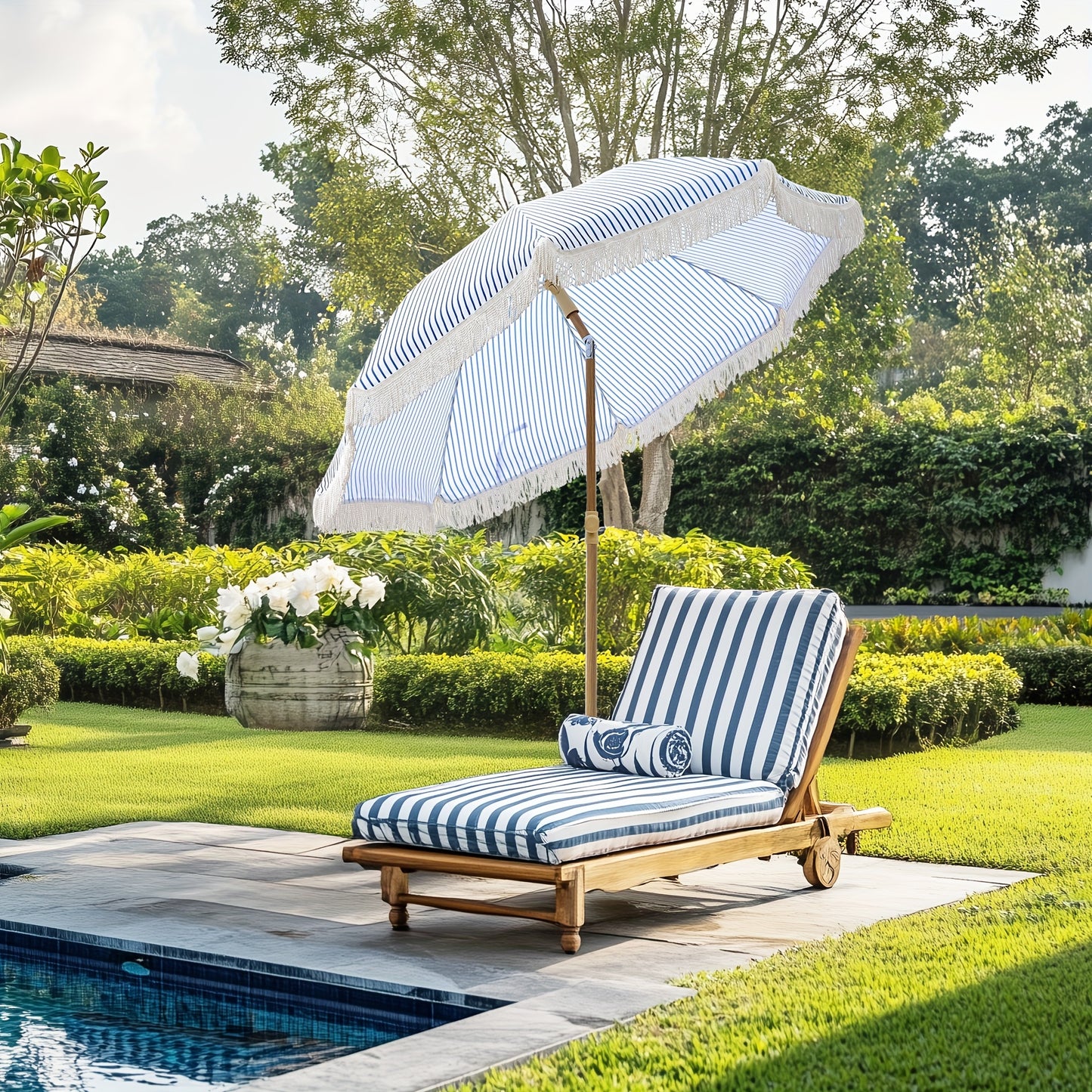 Patio Umbrella With UPF 50+ Protection, 8 Ribs, Push Button Tilt - Versatile Outdoor Shade For Garden, Courtyard, And Beach