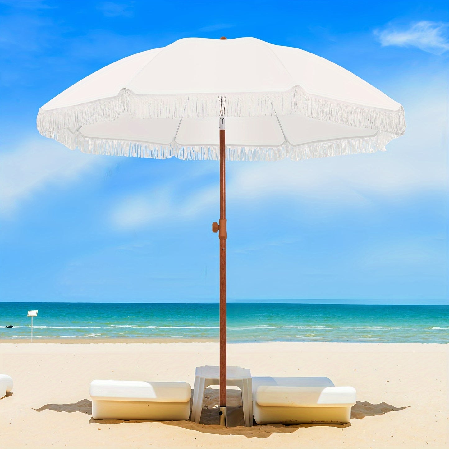 Patio Umbrella With UPF 50+ Protection, 8 Ribs, Push Button Tilt - Versatile Outdoor Shade For Garden, Courtyard, And Beach