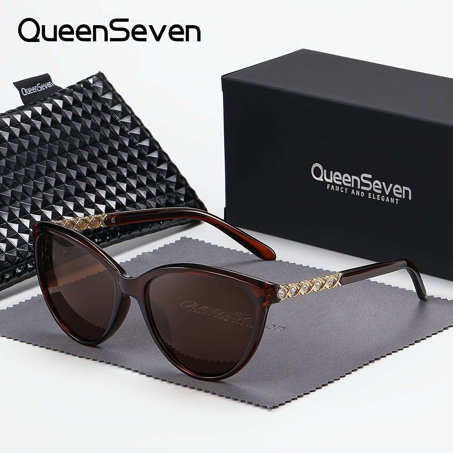 QueenSeven Fashion Glasses- Retro Oval Design, Woven Details, Durable Plastic Frame, Suitable for Daily Wear, Comes with Black Fashion Case and Accessories