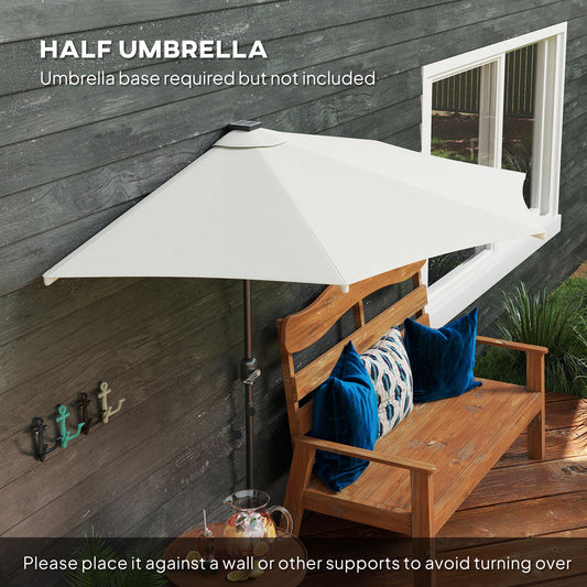 Half Umbrella Outdoor Patio Umbrella, UPF 30+ Small Balcony Umbrella, Vented Half Patio Umbrella with Crank 8 Ribs, Tiltable Porch Umbrella for Garden Deck Poolside