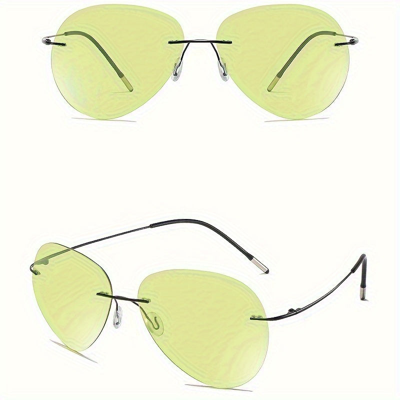 Men's Ultra Light Rimless Eyewear with TAC Lenses - Lightweight Metal & Phenolic Frame, Modern Minimalist Design for Daily & Formal Settings - Stylish Casual Durable Eyewear