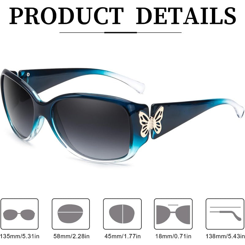 Myiaur for Women 2024 Trendy Retro Shades with Protection Butterfly Decors 2 Pack