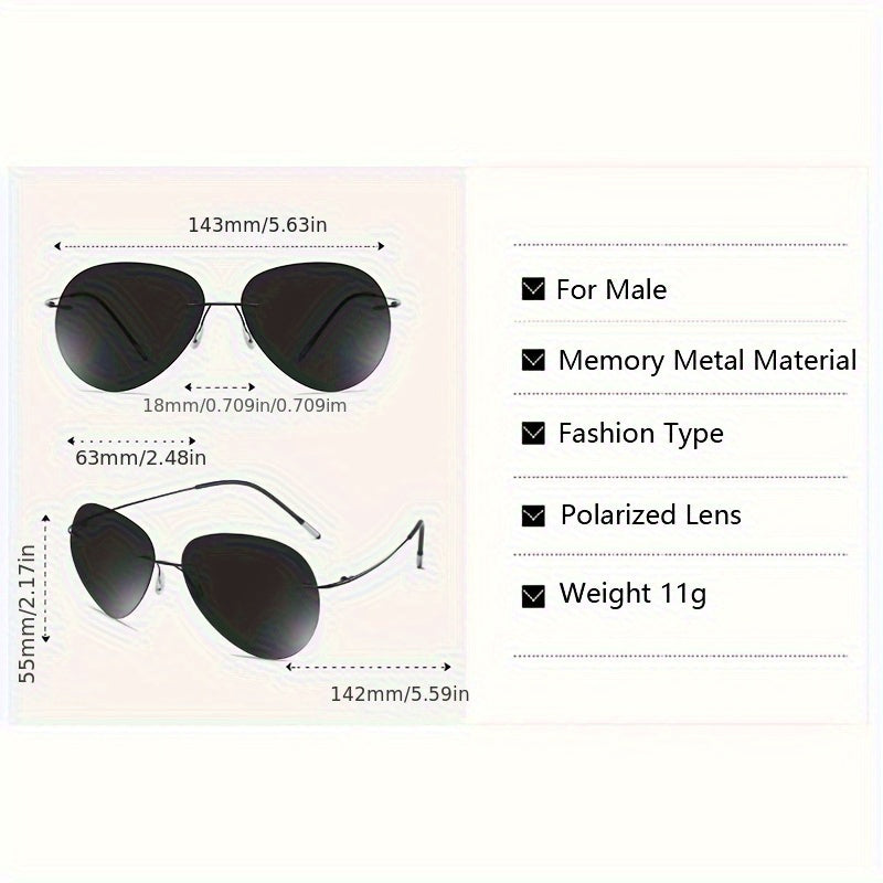Men's Ultra Light Rimless Eyewear with TAC Lenses - Lightweight Metal & Phenolic Frame, Modern Minimalist Design for Daily & Formal Settings - Stylish Casual Durable Eyewear
