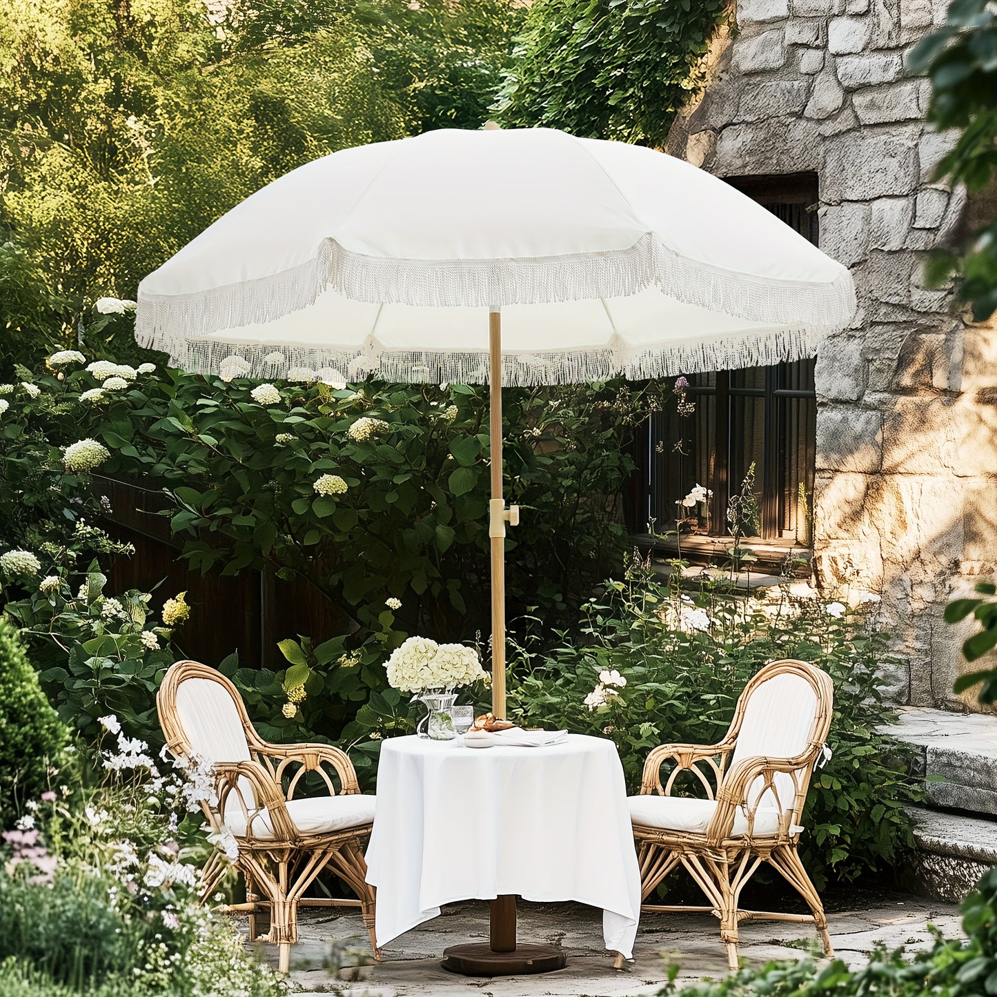 Patio Umbrella With UPF 50+ Protection, 8 Ribs, Push Button Tilt - Versatile Outdoor Shade For Garden, Courtyard, And Beach