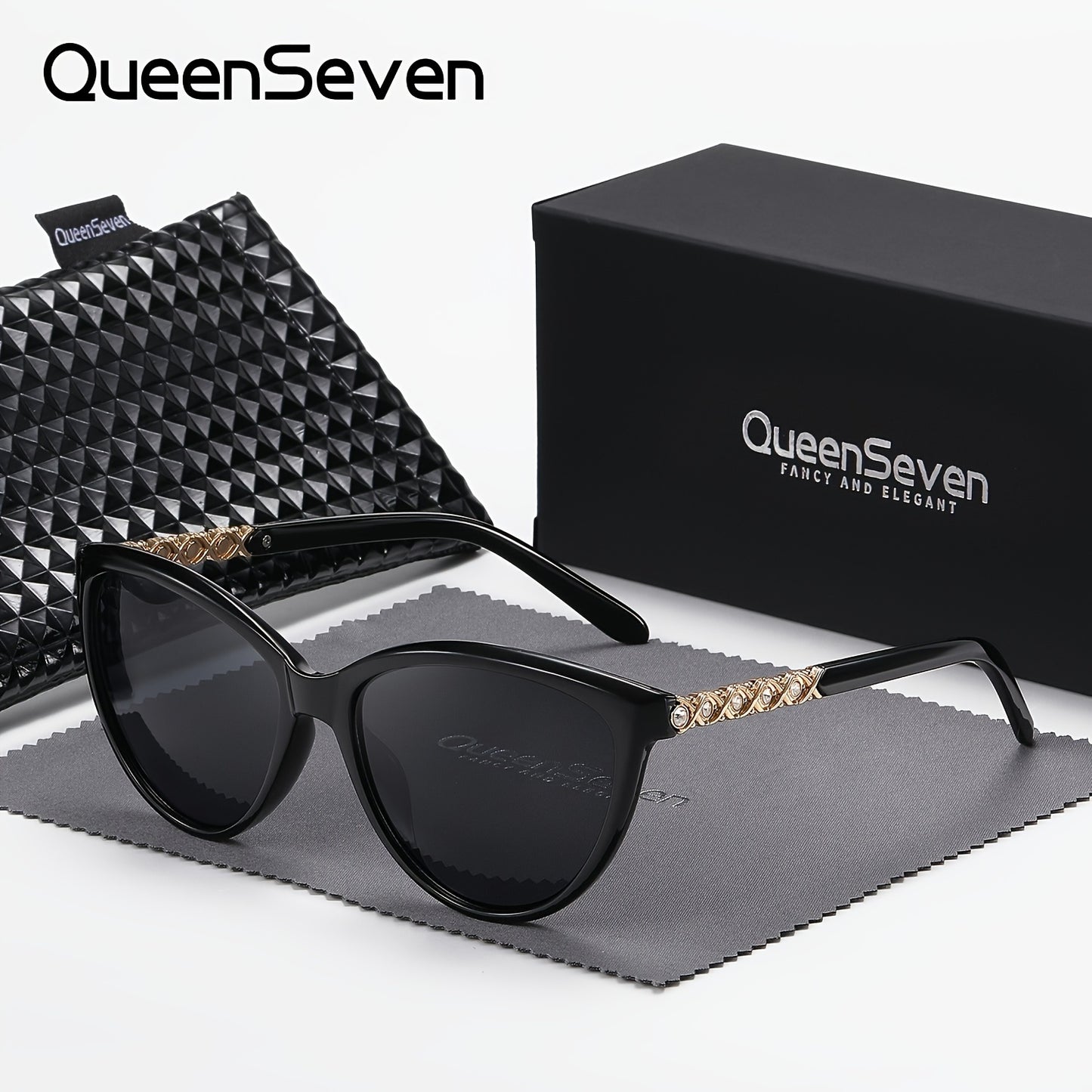 QueenSeven Fashion Glasses- Retro Oval Design, Woven Details, Durable Plastic Frame, Suitable for Daily Wear, Comes with Black Fashion Case and Accessories