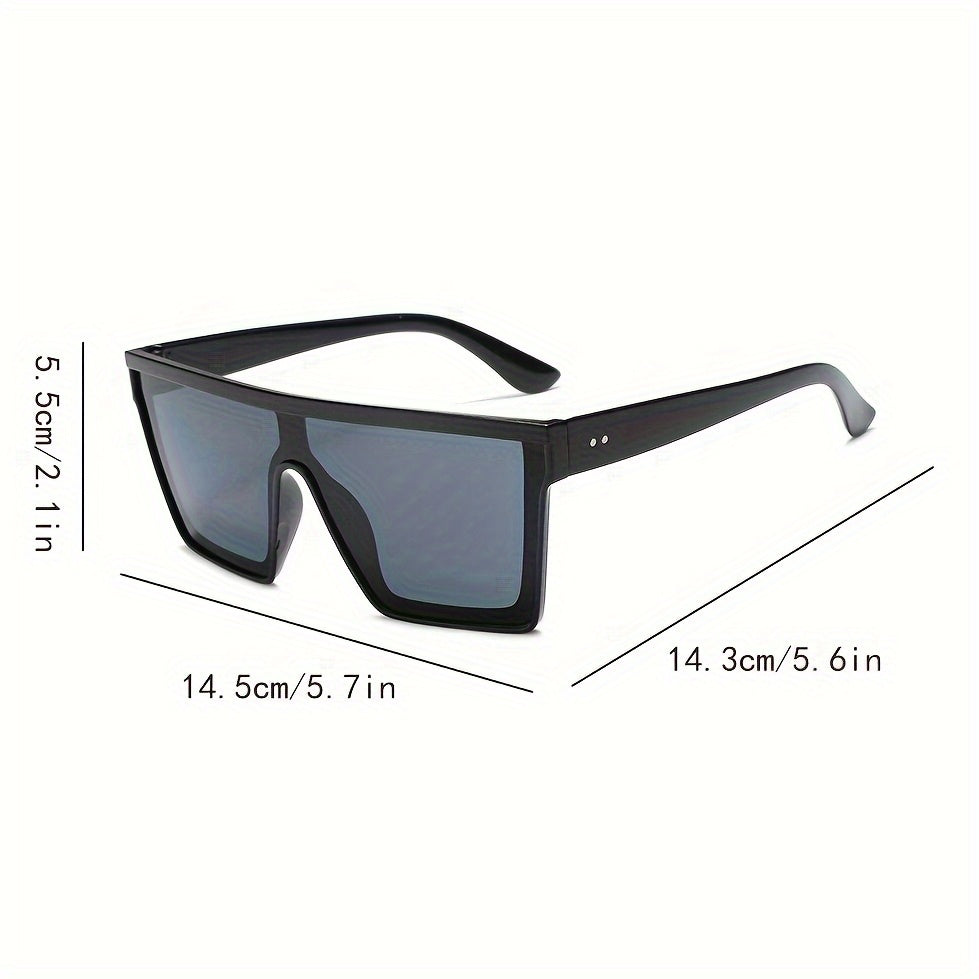 Y2K Oversized Men's Black Fashion Statement Glasses with Decorative Lens & Chain Detailing - Lightweight Durable Frame for Streetwear, Parties, Everyday Outfits - Trendy Eyewear Accessory