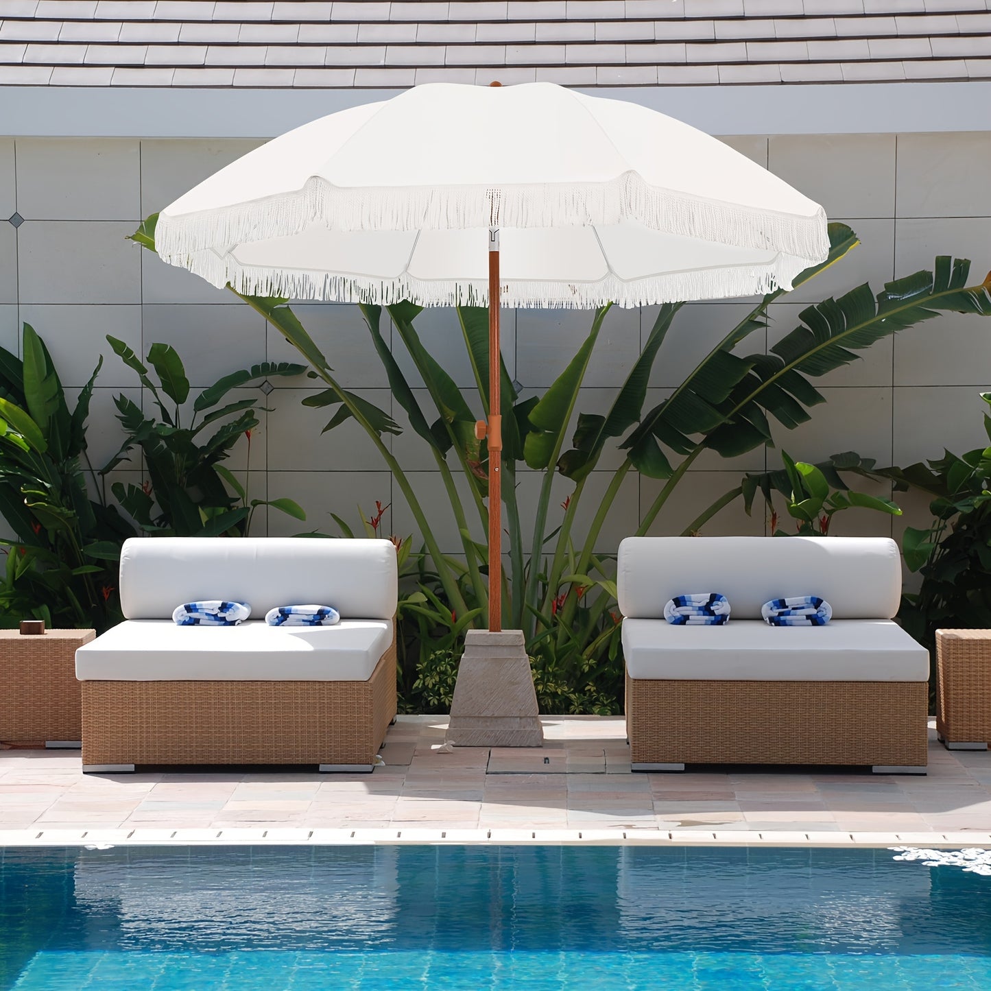 Patio Umbrella With UPF 50+ Protection, 8 Ribs, Push Button Tilt - Versatile Outdoor Shade For Garden, Courtyard, And Beach
