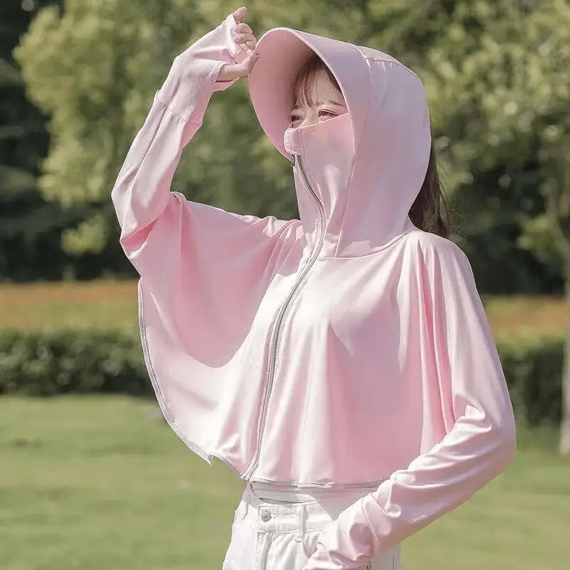 UPF50 Sun Protection Clothing Summer Ice Silk Anti-ultraviolet Hooded Breathable Sun Protection Shirt Sun Cloak Zipper Lightweight Hoodie